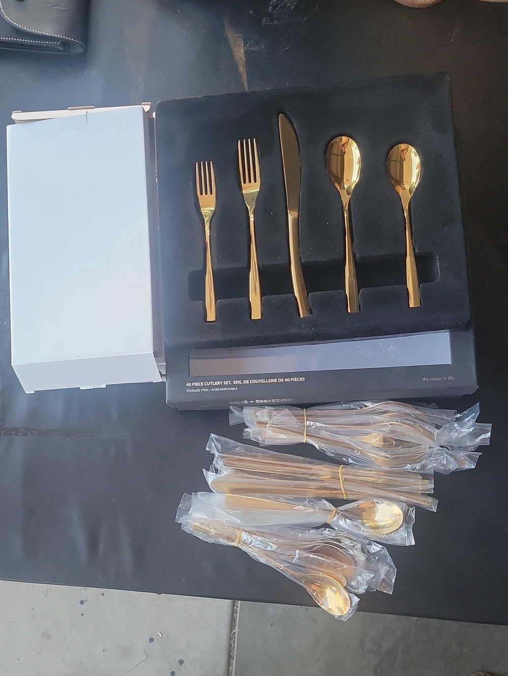 39-Piece Gold Flatware Set - Sleek Gold Stainless Cutlery